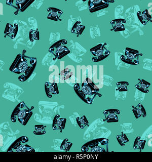 Retro phone seamless pattern background Stock Photo