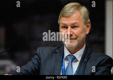 Katowice, Poland. 2nd Dec, 2018. Helmut Hojesky, chairman of the Austrian delegation seen speaking at the press conference during the COP24 UN Climate Change Conference 2018. Credit: Omar Marques/SOPA Images/ZUMA Wire/Alamy Live News Stock Photo