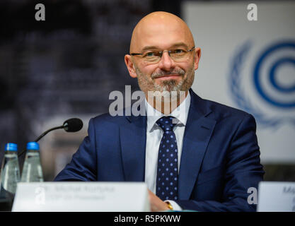 Katowice, Poland. 2nd Dec, 2018. Michal Kurtyka, COP24 President and Secretary of State in the Ministry of Environment seen speaking at the press conference during the COP24 UN Climate Change Conference 2018. Credit: Omar Marques/SOPA Images/ZUMA Wire/Alamy Live News Stock Photo
