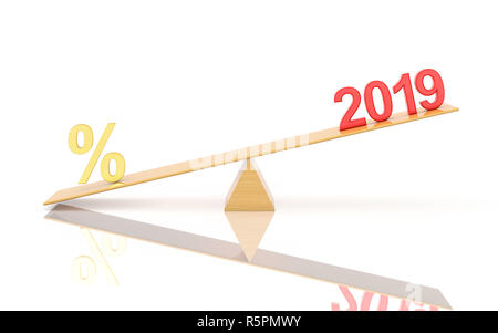 New Year 2019 with Percentage - 3D Rendered Image Stock Photo