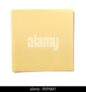 Yellow square sticky post note isolated on white Stock Photo