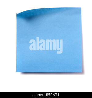 Blue square sticky post note isolated on white Stock Photo