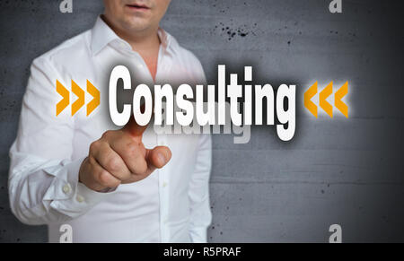 consulting touchscreen is operated by mann Stock Photo