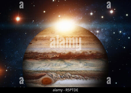 Solar System - Jupiter. It is the largest planet in the Solar System. Stock Photo