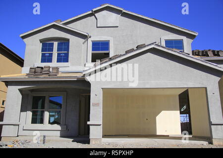 New Two Story House Under Construction Stock Photo