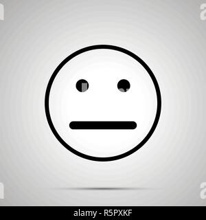 Neutral face emoticon for rate of satisfaction level, simple black silhouette on gray Stock Vector