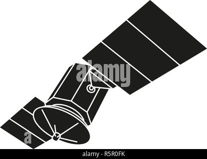 Black and white communication satellite silhouette Stock Vector