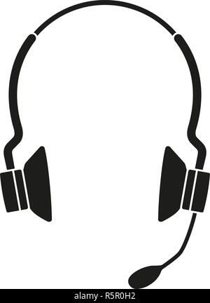 Black and white wireless headset silhouette Stock Vector