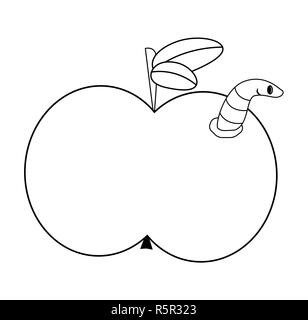 Cartoon apple with worm vector symbol icon design. illustration ...