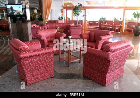 A luxury resort hotel lobby and sitting room lounge in Grand hotel Bernardin Portoroz, Slovenia Stock Photo
