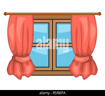 cartoon window with curtains vector symbol icon design Stock Photo - Alamy