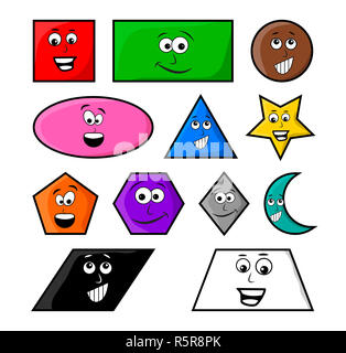 cartoon geometric shapes with smile vector symbol icon design. Stock Photo