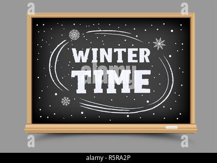 blackboard winter time Stock Vector