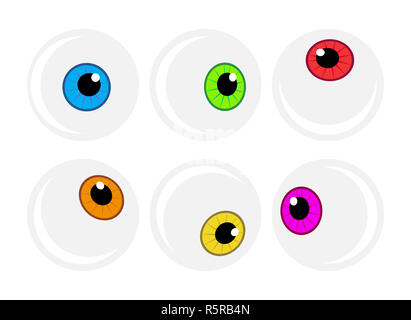 Halloween eyeball vector symbol set. Colorful cartoon clipart pupil ...