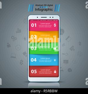 Business infographic. Smartphone, digital gadget icon. Stock Vector