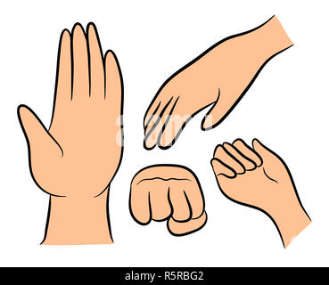 Image of cartoon human hand gesture set. Vector illustration isolated ...