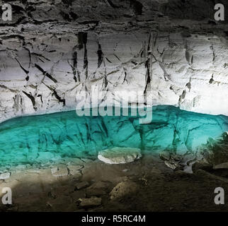 Underground lake in the cave Stock Photo