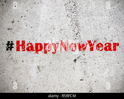 Hashtag Happy New Year on grunge background illustration Stock Photo