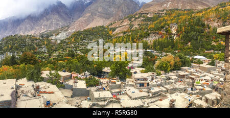 Landscape autumn view of Altit village in Hunza valley. Gilgit Baltistan, Pakistan. Stock Photo