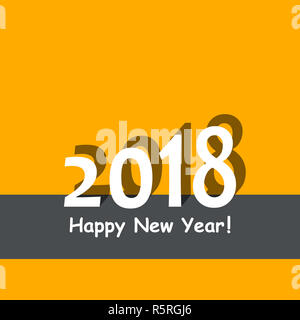 creative happy new year 2018 design. Flat design with shadow. Outline. Stock Photo