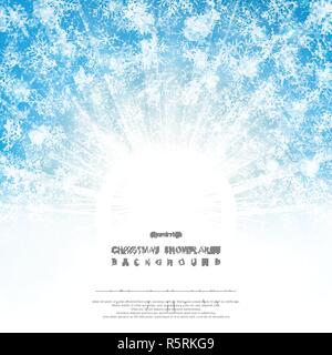 Abstract background of blue sky Christmas snowflakes pattern fantasy with classic sunburst. Illustration vector eps10 Stock Vector