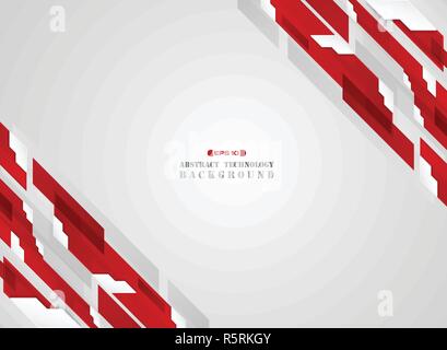Abstract of stripe futuristic gradient red line in edge pattern with white decoration shadow background. vector eps10 Stock Vector
