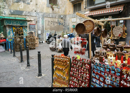 NAPLES, ITALY, view of the 'Christmas Alley' (Via San Gregorio Armeno) home to the Neapolitan Presepi (Nativity scene and  Christmas cribs) Stock Photo