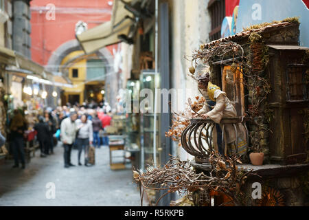 NAPLES, ITALY, view of the 'Christmas Alley' (Via San Gregorio Armeno) home to the Neapolitan Presepi (Nativity scene and  Christmas cribs) Stock Photo