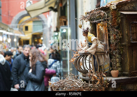 NAPLES, ITALY, view of the 'Christmas Alley' (Via San Gregorio Armeno) home to the Neapolitan Presepi (Nativity scene and  Christmas cribs) Stock Photo