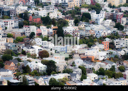 Corona Heights viewed from Twin Peaks, San Francisco Stock Photo