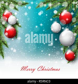 New year tree branches on the postcard background. Stock Vector