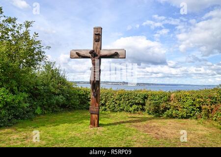 Calvary sculpture on Caldey Island, near Tenby, UK Stock Photo