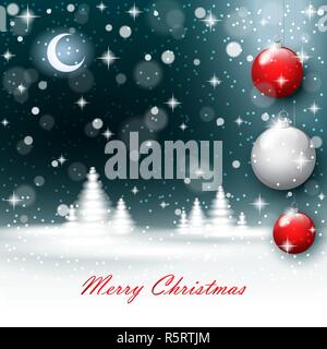 New year landscape on the postcard background. Stock Vector
