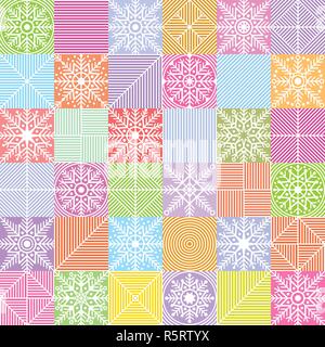Snowflakes placed in a chess, checkerboard order. Stock Vector