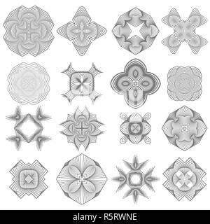 Set of Different Icon Guilloche Rosettes Stock Photo