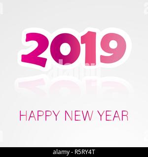 2019 Happy New Year Background with Colorful Text. Stock Vector