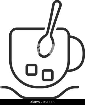 thin line cup and spoon icon Stock Vector