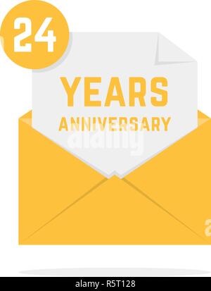 24 years anniversary icon in open letter Stock Vector