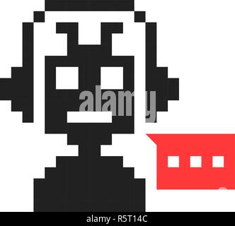 pixelart chatbot like hotline service Stock Vector
