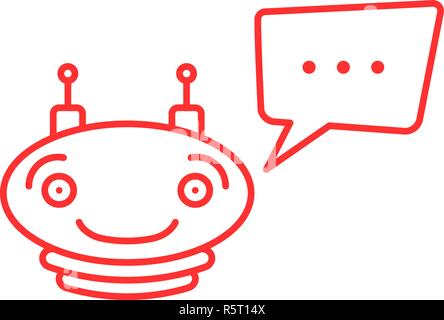 red thin line simple chatbot icon Stock Vector