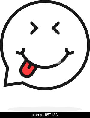thin line foodie emoji speech bubble logo Stock Vector