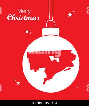 Merry Christmas illustration theme with map of Detroit Michigan Stock Vector