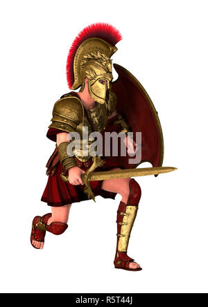 3D Rendering Spartan Warrior on White Stock Photo