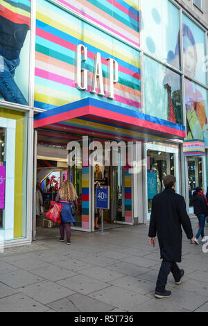 Entrance to the Gap shop on Oxford Street, London, UK Stock Photo