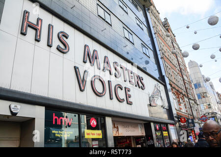 His Masters Voice (HMV) flagship record store, 363 Oxford Street, London, UK Stock Photo