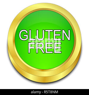 golden green Gluten free Button - 3D illustration Stock Photo