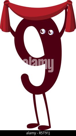 cartoon number nine icon over white background, vector illustration Stock Vector