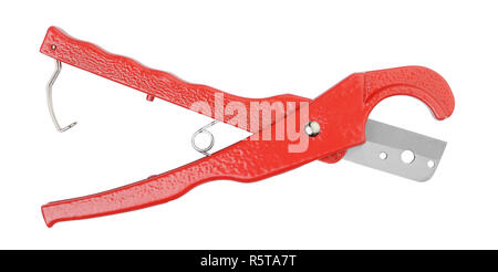 Scissors for plastic pipes isolated on white background Stock Photo