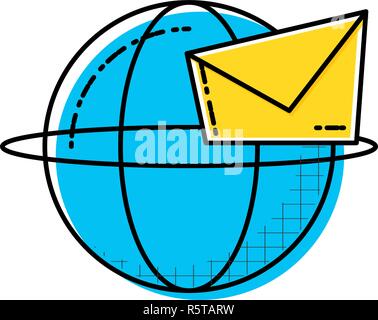 envelope mail with sphere vector illustration design Stock Vector