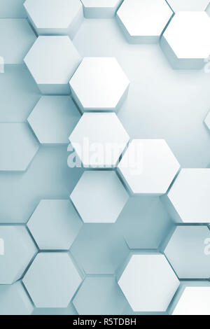 Abstract digital background with extruded hexagon pattern on wall ...